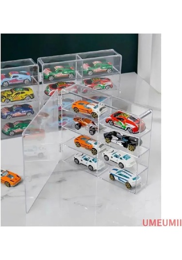 Konesam Araba Modeli Ve Küçük Eşyalar İçin 8 Bölmeli Şeffaf Abs Depolama Rafı - Çocuk Odası Alan Optimizasyonu Şeffaf