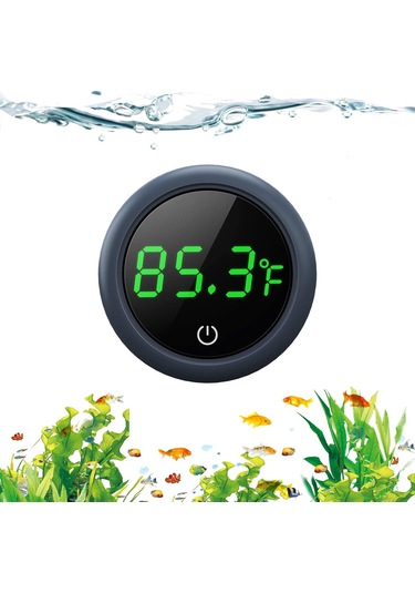 Geeroyoo Akvaryum Sıcaklık Ölçerü - Kablosuz Dokunmatik Led Ekranlı - Yüksek Hassasiyetli - Siyah - Fahrenheit Derecesi