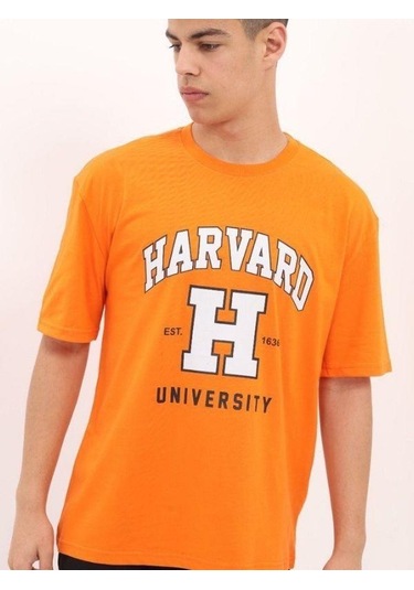 Çocuk Harvard Baskılı Tshirt-14612 Turuncu