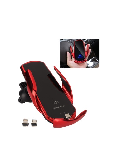 Tenfowee Q3 Akıllı Algılama Araç Kablosuz Şarj Cihazı 15w Hızlı Şarj Otomatik Klempar Tutucu İphone 12/13 Samsung S/note Serileri Uyumlu Kırmızı