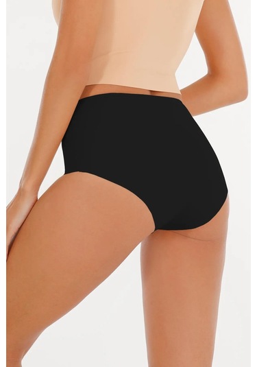 Kadın Yüksek Bel Basic Dikişsiz Lazer Kesim Külot 3'lü Paket Siyah-siyah Siyah