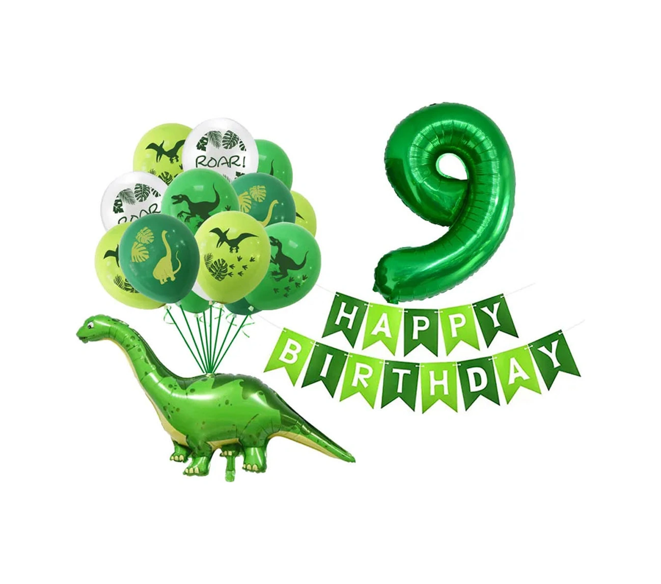 Folinda 32 Ve 12 İnç Lateks Balon Seti - Dinozor Figürlü, Sayısal Ve Yuvarlak Şekiller - Doğum Günü Partileri İçin