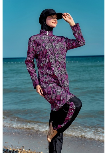 Paraşüt Tam Kapalı Tesettür Mayo Nisa R5502 Siyah