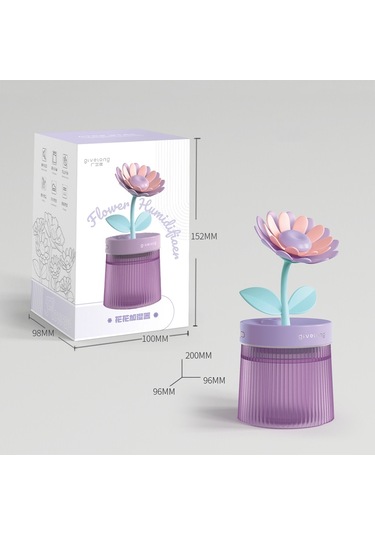 Çiçek Spreyi Nemlendirici Renkli Atmosfer Işığı Usb Aromaterapi Nemlendirici, Renk: Gardenya Moru