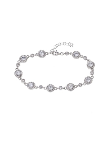 Yuvarlak Zirkon Taşlı Model-3 925 Ayar Gümüş Kadın Bileklik Gümüş
