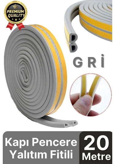 Güçlü Kendinden Yapışkanlı Kapı Pencere Soğuk Hava Geçirmez Yalıtım İzolasyon Gri Fitil 20 Metre Diğer