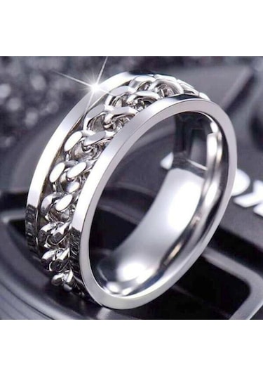 Gümüş Titanyum Çelik Zincir Rotor Döndürme Şişe Açma Halkası 11 Gümüş