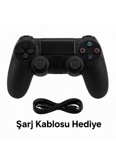 Ps4 Kolu Kablosuz Şarj Edilebilir Ergonomik Titremeli Siyah