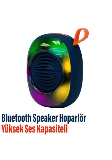 Kablosuz Bluetooth Hoparlör 5w Rgb Işıklı Speaker Lacivert