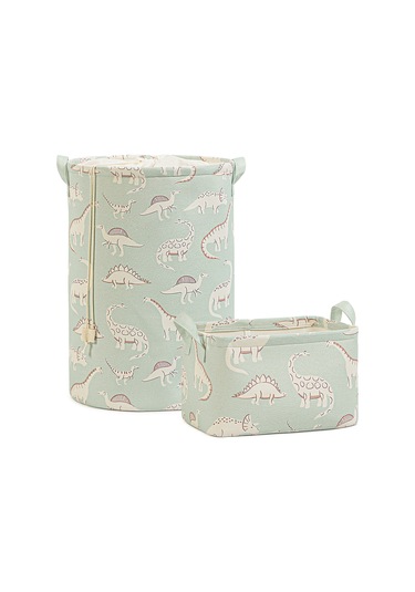 Ocean Home Textile 2'li Çocuk Odası Dinozor Sepet Set 1 Adet 30 X 21 X 18 / 36 X 50 Cm Mint