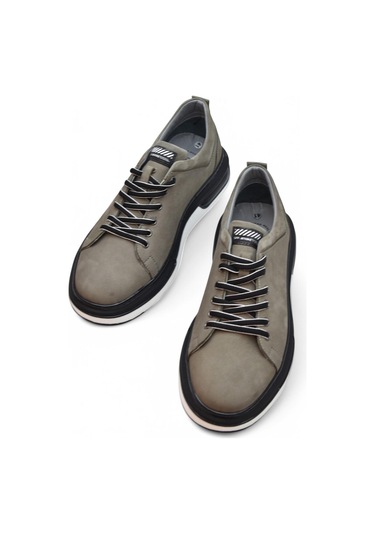 Tab1224 Ortopedik Taban Hakiki Deri Erkek Ayakkabı Casual Günlük Erkek Ayakkabı Gri