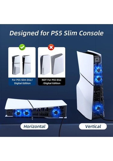 Tp5-3538s Ps5 Slim Disk Ps5 Slim Dijital Uyumlu Hız Ayarlı Rgb Arka Soğutucu Fan