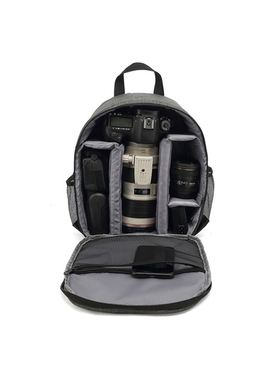 Maiyame Dış Mekan Ve Seyahat İçin Su Geçirmez Poliester Fotoğraf Makinesi Çantası, Aksesuar Ve Çeşitli Eşyaları Saklama Özelliği, Gri Renk