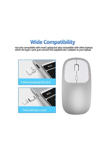 Type-C Adaptörlü 2.4G Kablosuz Optik Şarj Edilebilir Alüminyum Alaşımlı Mouse