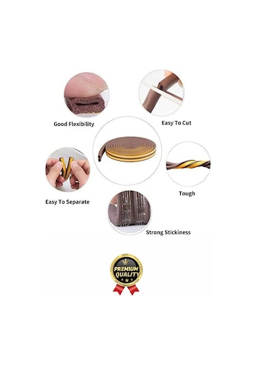 Güçlü Kendinden Yapışkanlı Kapı Pencere Soğuk Hava Geçirmez Yalıtım İzolasyon Kahve Fitil 20 Metre Diğer