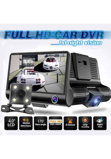 Vothoon Full Hd 4"Ekran 1080P 3 Kameralı Araç İçi Güvenlik Kamera