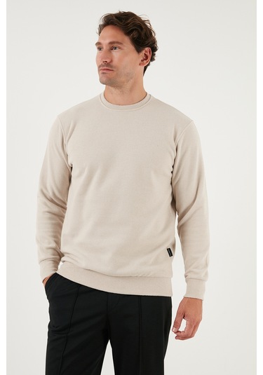 Buratti Slim Fit Bisiklet Yaka Pamuklu Erkek Kazak 456201 Bej