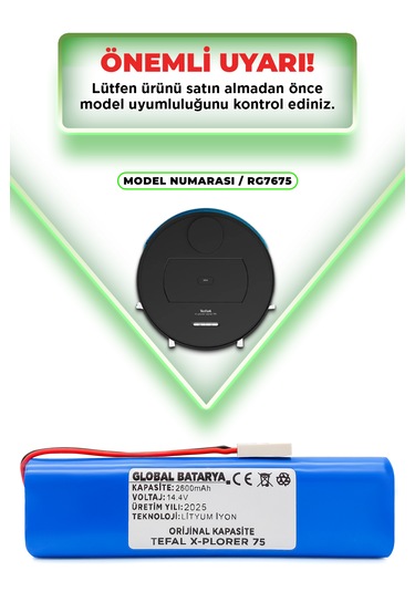 Tefal X-plorer 75 Batarya 2600mah Lityum İyon Pil