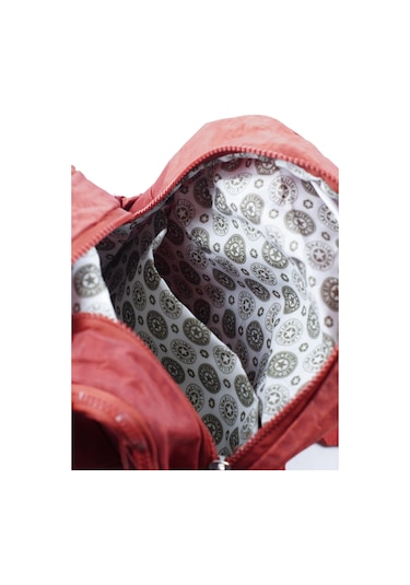 Küçük Boy Krinkıl / Klinkır Su Geçirmez Kumaş Çok Gözlü Günlük Kadın Sırt Çantası Kiremit 8317 Kiremit