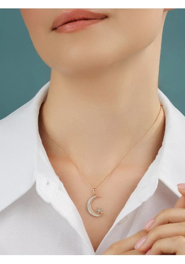 Veronika Altın Kaplama 925 Gümüş Hilal Kolye 142643530
