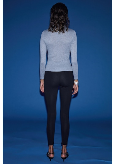 Eırlys Kadın Organik Pamuklu Esnek Yapılı Vücudu Toparlayan Örme Siyah Tayt