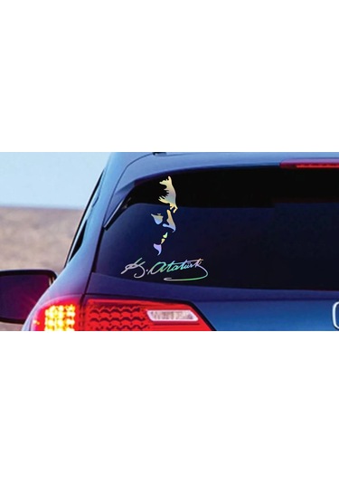 Hologramlı Janjanlı Atatürk Silüet Ve İmza Sticker 02525 30x25 Cm