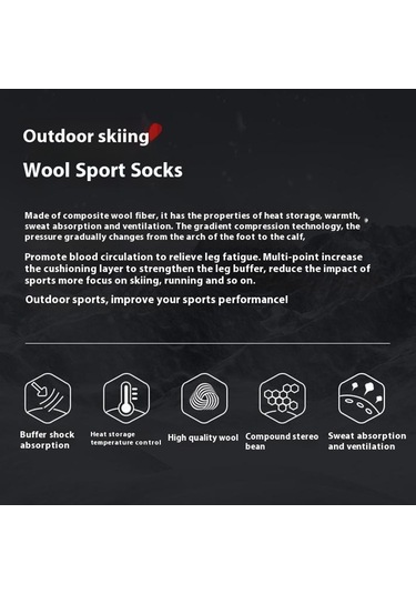 Butu Golovejoy Dwz04 1 Çift Spor Kompresyon Çorapları Kış Sıcak Yüksek Tüp Kayak Baldır Çorapları Siyah+gri Siyah - Gri