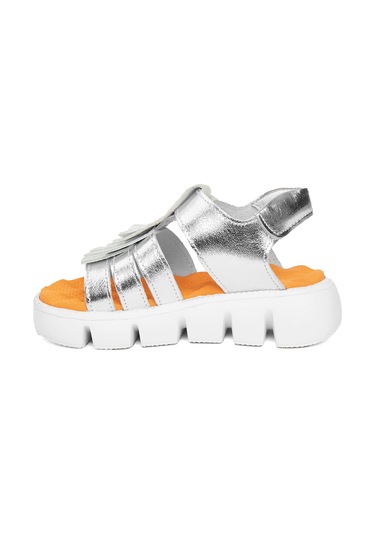 Minican S P 2287c Patik Kız Çocuk Hakiki Deri Düz Gümüş Gümüş