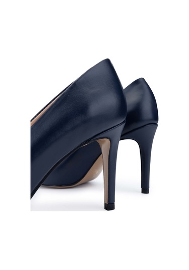 Tamer Tanca Kadın Hakiki Deri Lacivert Topuklu Ayakkabı 1027 03 Bn Ayk Sk24-25 Lacı Dr Lacivert