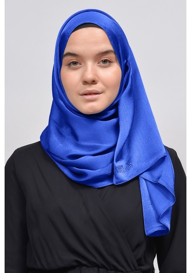 Altobeh Janjan Şık Parlak Saten Dokulu Kadın Tesettür Abiye Şifon Şal - Saks