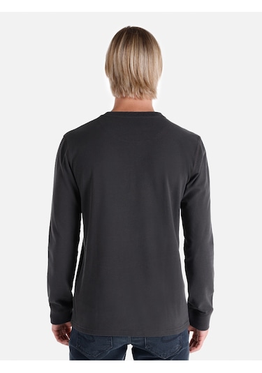 Colins Slim Fit Düğmeli Yaka Basic Antrasit Erkek Uzun Kol Tişört Cl1065875 Antrasit