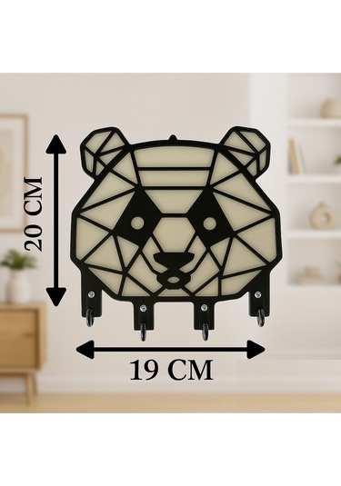 Panda Figürlü Duvar Tipi Anahtarlık Askılığı Siyah - Beyaz