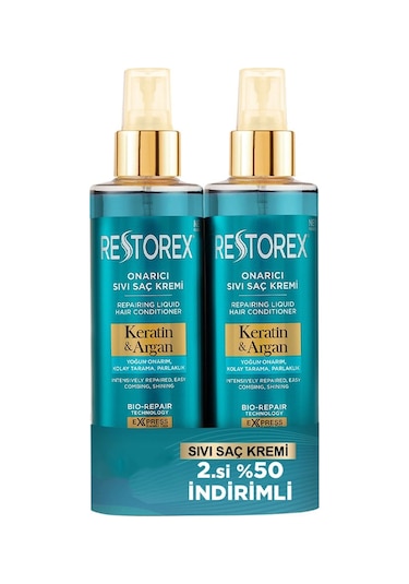 Restorex Keratin Ve Argan Onarıcı Sıvı Saç Bakım Kremi 200 Ml + 200 Ml