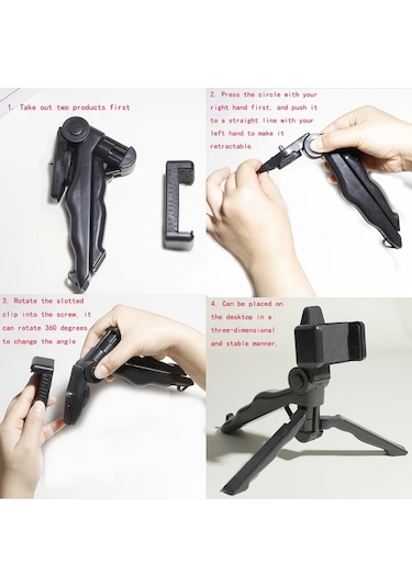 Motion003 Koyu Siyah Taşınabilir 360 Dönebilen Anti Shake Tripod Mobil Telefonlar İçin Daya Koyu Siyah