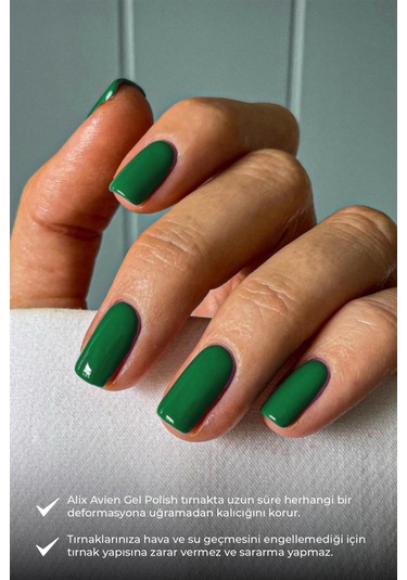 Alix Avien Çim Yeşili Kalıcı Oje 91-yoğun Renk Veren Jel Oje 12 Ml-nail Uv Gel Polish 91