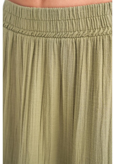 4567 Kadın Fırfırlı Uzun Müslin Etek Çağla Çağla Yeşili