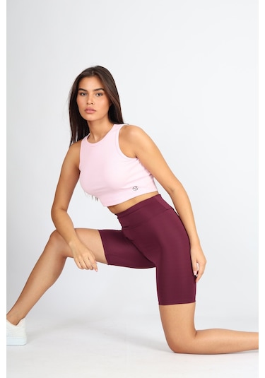 Soft&Basic Kadın Bıker Toparlayıcı Spor Tayt Bordo