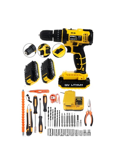 Staxx Power STX1070MB Kömürsüz Motor 58 V Samsung Çift Akülü Darbeli Matkap + 30 Parça