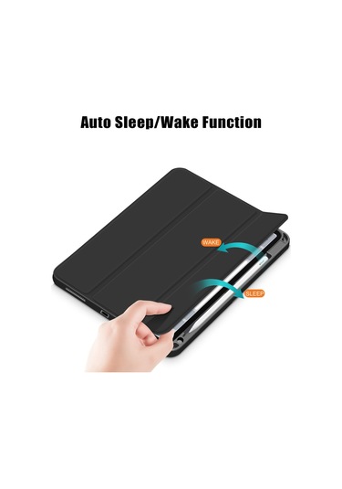 Ipad Uyumlu Air 2020 /air 2022 İçin Otomatik Uyandırma/uyku Litch Skin Pu Deri Üç Katlı Stand Kılıfı Ve Kalem Tutucu