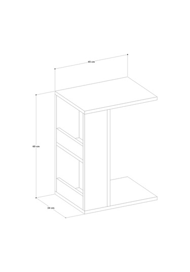 Dergilikli Raflı C Yan Sehpa, %100 Mdf Sonoma/beyaz Beyaz