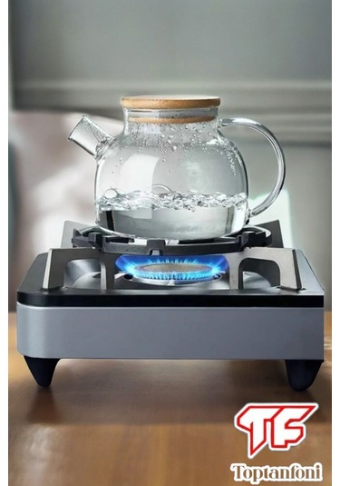 Toptanfoni 1000 Ml Bambu Kapaklı Isıya Dayanıklı Cam Bitki Çayı Demliği Cam Sürahi Şeffaf