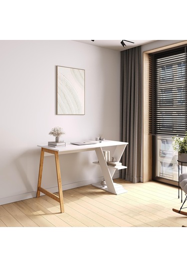 Lagomood Olivia Çalışma Masası 120 Cm Beyaz Meşe Beyaz - Meşe