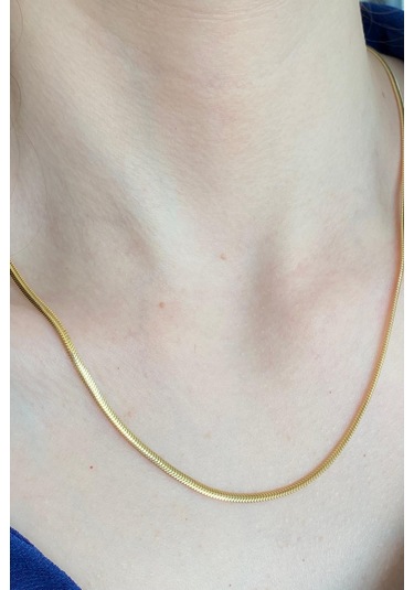 Zümrüt Sarraf 14 Ayar Yeşil Altın Kadın Tondo Ezme Zincir Kolye N11.47505