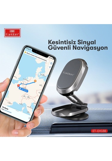 Earldom Eh188 Katlanabilir Manyetik Araç Tutucu - Siyah M414