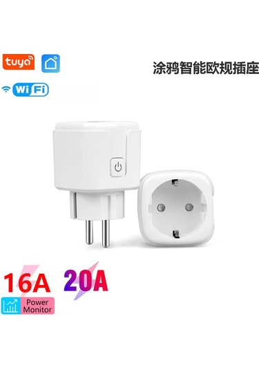 Springsun Akıllı Wi-fi Prizi 16a/20a Tuya Uyumlu, Akım Ölçüm Fonksiyonu, Uzak Kumanda, Avrupa Standartı, Mobil Uygulama Kontrolü