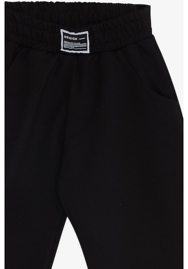 Breeze Kız Çocuk Eşofman Altı Paçası Yırtmaçlı 8-14 Yaş, Siyah