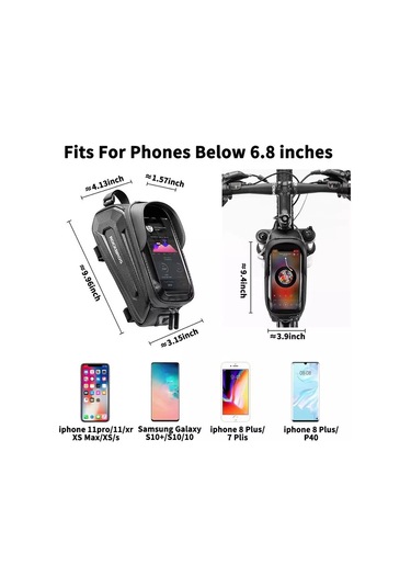 Rockbros Su Geçirmez Telefon Bisiklet Çantası Siyah