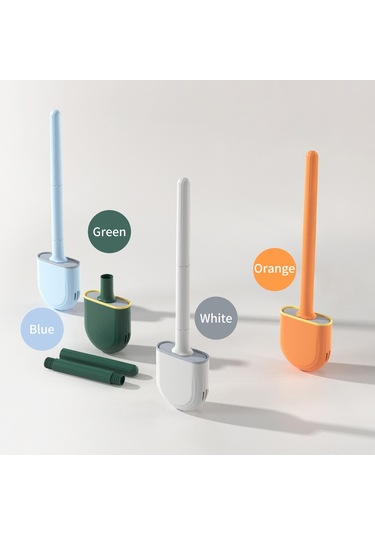 Monyee Duvar Takılı Tuvalet Fırçası, Tpr Yumuşak Uç, Tam Temizlik, Su Geçirmez, Kolay Kurulum, Banyo Organizer Yeşil