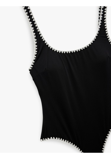 Koton Astarlı U Yaka Kroşe Detaylı Mayo Siyah 5sak20050mm Siyah