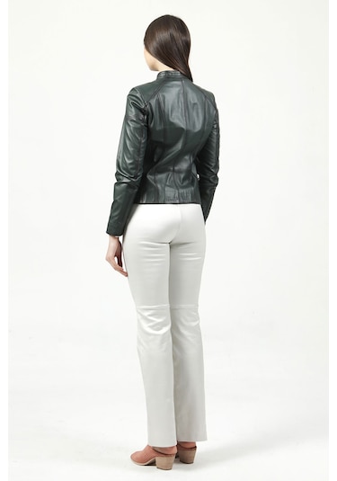 Dericlub Yb-2112 Gerçek Deri Kadın Mont Yeşil
